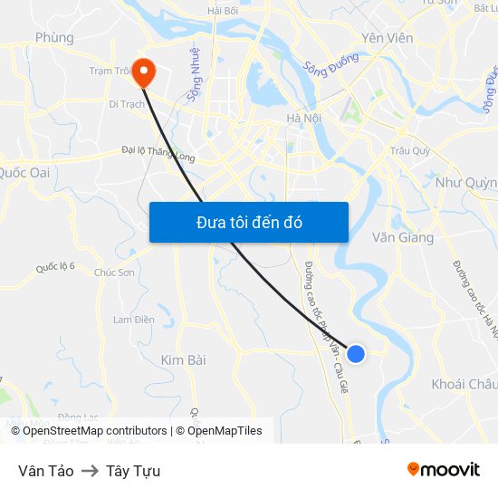 Vân Tảo to Tây Tựu map