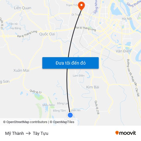 Mỹ Thành to Tây Tựu map