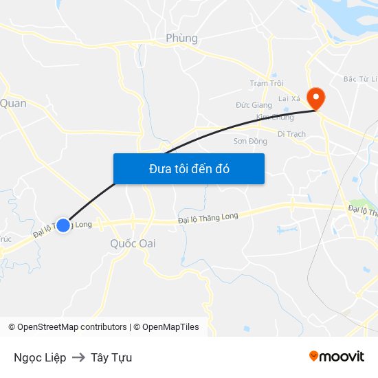 Ngọc Liệp to Tây Tựu map