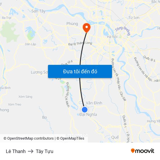 Lê Thanh to Tây Tựu map