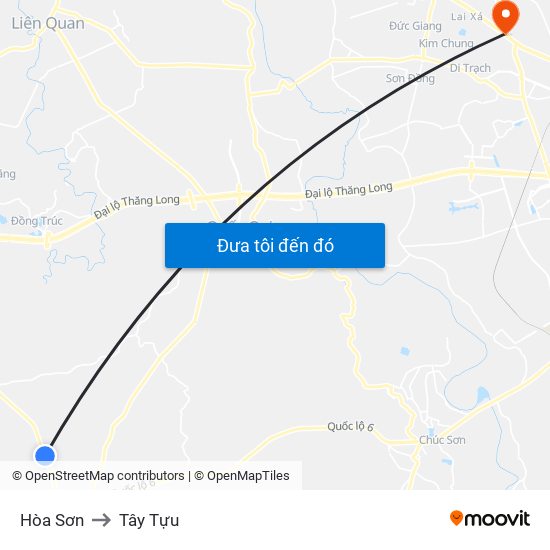 Hòa Sơn to Tây Tựu map