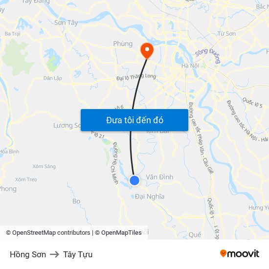 Hồng Sơn to Tây Tựu map