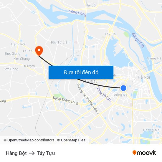 Hàng Bột to Tây Tựu map