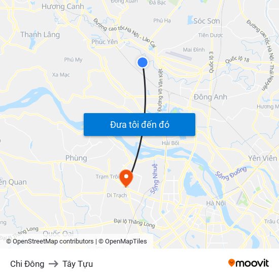 Chi Đông to Tây Tựu map