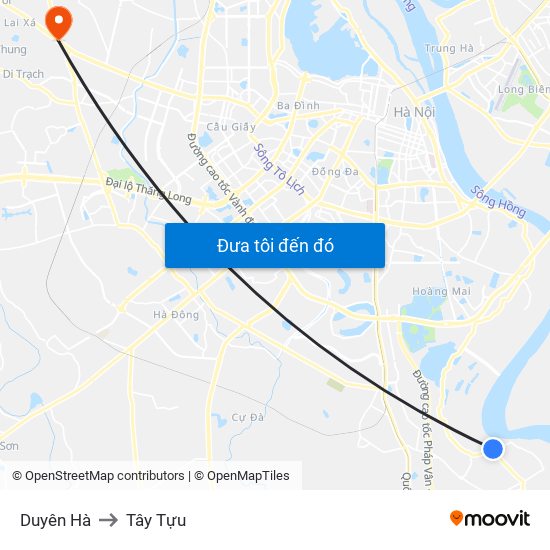 Duyên Hà to Tây Tựu map