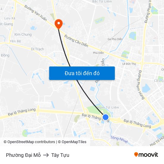 Phường Đại Mỗ to Tây Tựu map