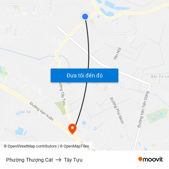 Phường Thượng Cát to Tây Tựu map