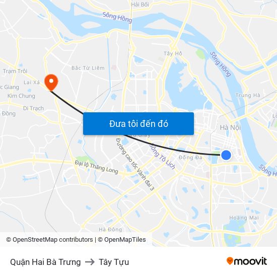 Quận Hai Bà Trưng to Tây Tựu map