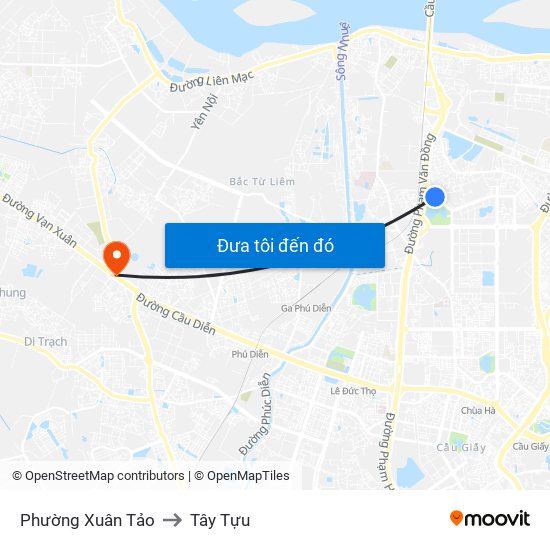 Phường Xuân Tảo to Tây Tựu map