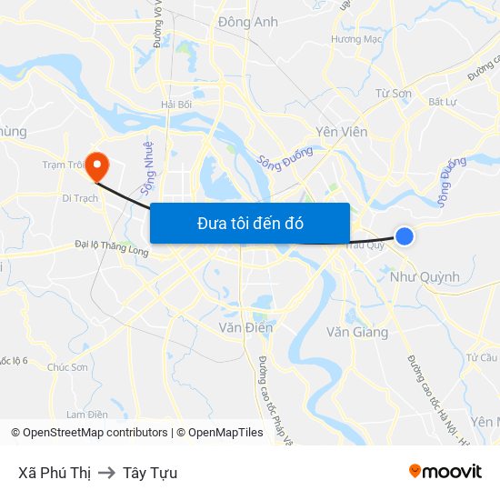 Xã Phú Thị to Tây Tựu map