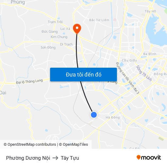 Phường Dương Nội to Tây Tựu map