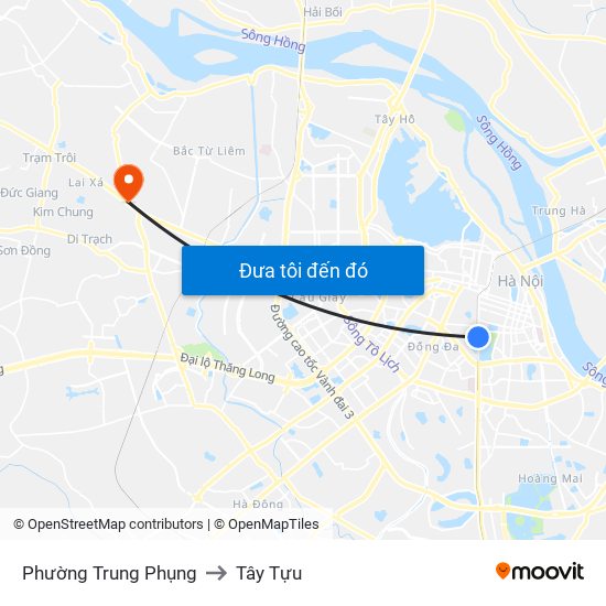 Phường Trung Phụng to Tây Tựu map