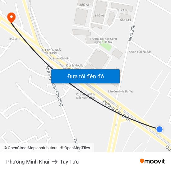 Phường Minh Khai to Tây Tựu map