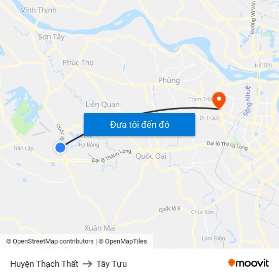 Huyện Thạch Thất to Tây Tựu map