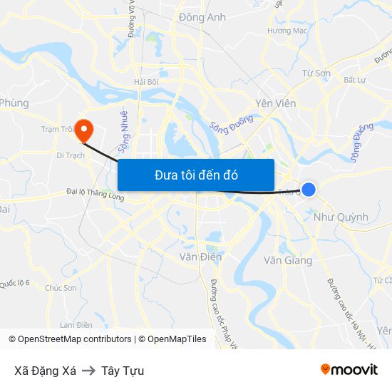 Xã Đặng Xá to Tây Tựu map