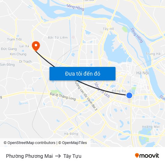 Phường Phương Mai to Tây Tựu map