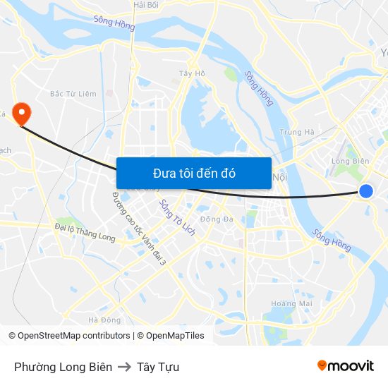 Phường Long Biên to Tây Tựu map