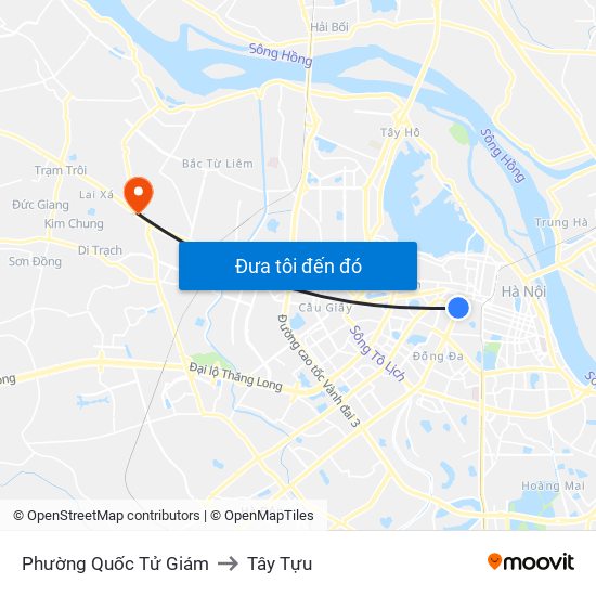 Phường Quốc Tử Giám to Tây Tựu map