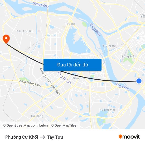 Phường Cự Khối to Tây Tựu map