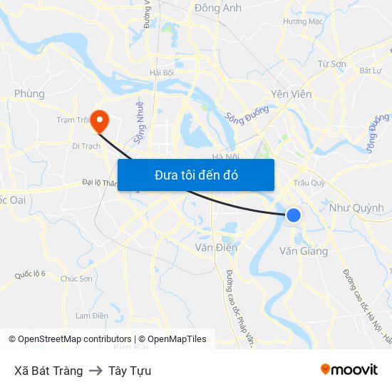 Xã Bát Tràng to Tây Tựu map