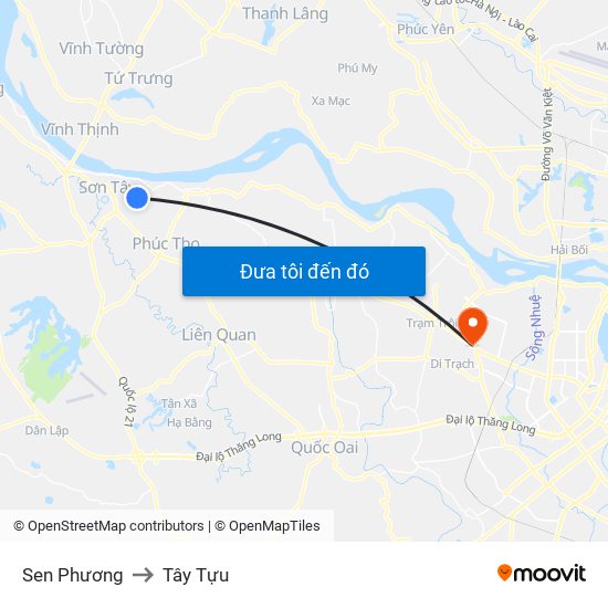 Sen Phương to Tây Tựu map