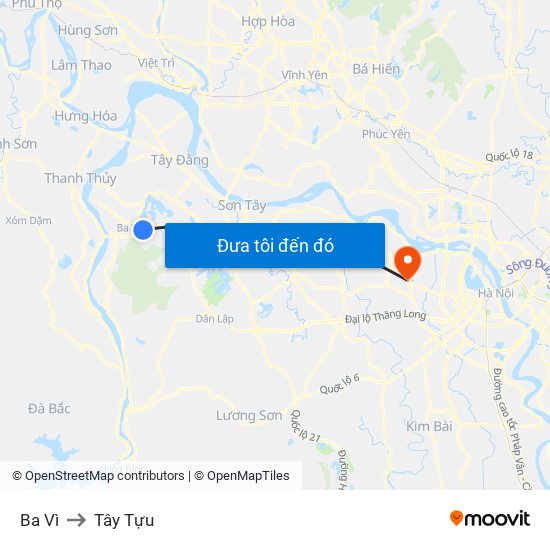 Ba Vì to Tây Tựu map