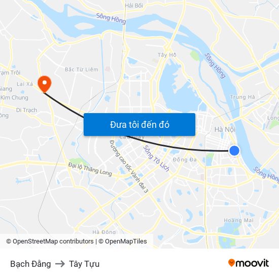 Bạch Đằng to Tây Tựu map