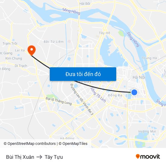 Bùi Thị Xuân to Tây Tựu map