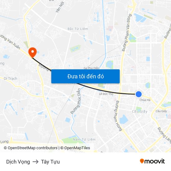 Dịch Vọng to Tây Tựu map