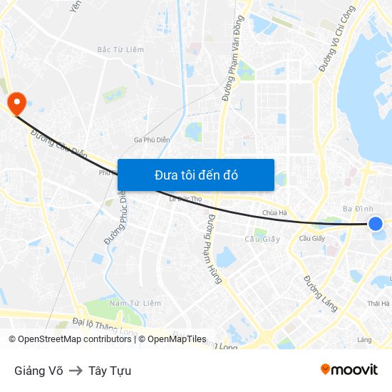 Giảng Võ to Tây Tựu map