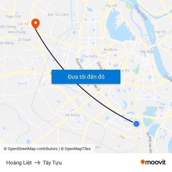 Hoàng Liệt to Tây Tựu map