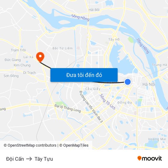 Đội Cấn to Tây Tựu map