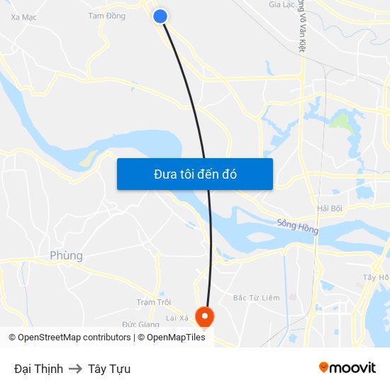 Đại Thịnh to Tây Tựu map