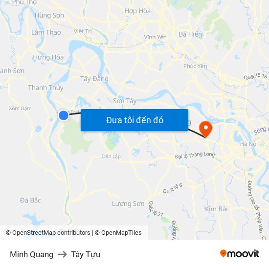 Minh Quang to Tây Tựu map