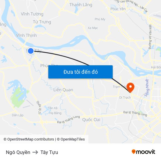 Ngô Quyền to Tây Tựu map