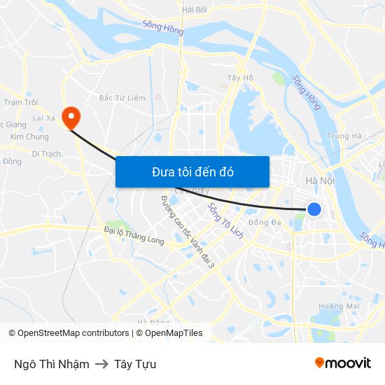 Ngô Thì Nhậm to Tây Tựu map