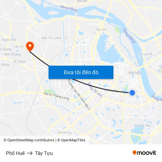 Phố Huế to Tây Tựu map