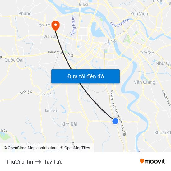 Thường Tín to Tây Tựu map