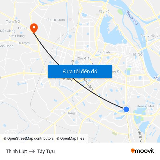 Thịnh Liệt to Tây Tựu map