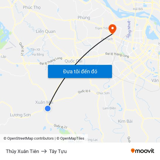 Thủy Xuân Tiên to Tây Tựu map