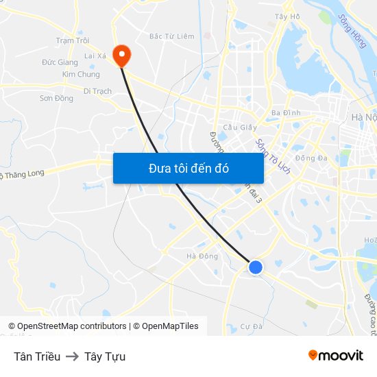 Tân Triều to Tây Tựu map