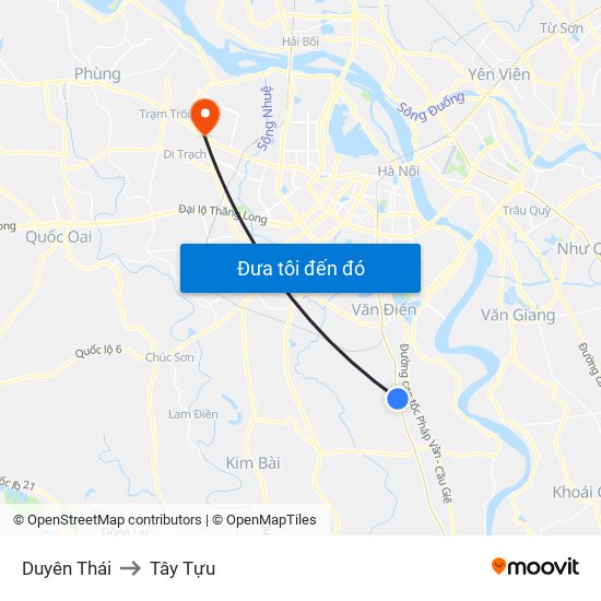 Duyên Thái to Tây Tựu map