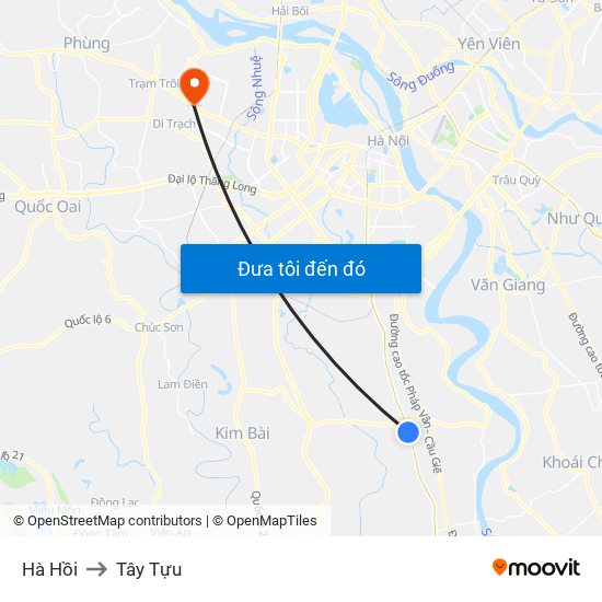 Hà Hồi to Tây Tựu map