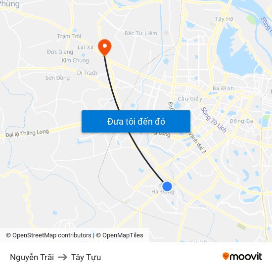 Nguyễn Trãi to Tây Tựu map