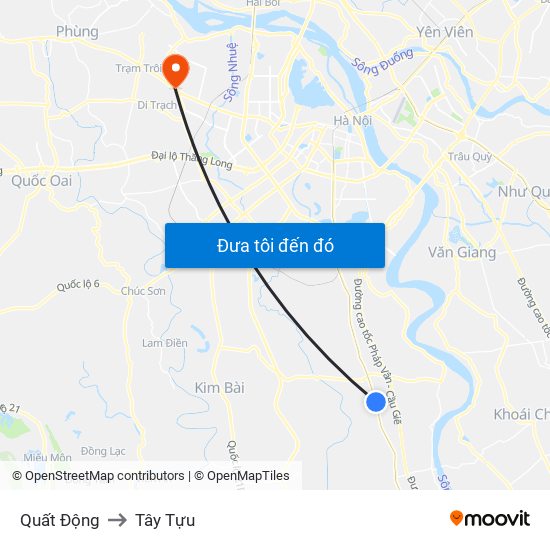 Quất Động to Tây Tựu map