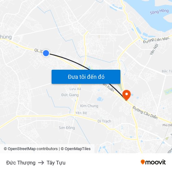 Đức Thượng to Tây Tựu map