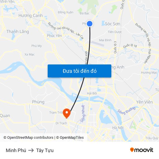 Minh Phú to Tây Tựu map