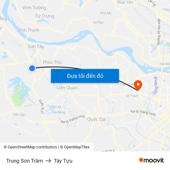 Trung Sơn Trầm to Tây Tựu map