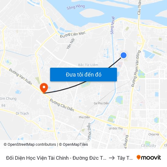 Đối Diện Học Viện Tài Chính - Đường Đức Thắng to Tây Tựu map