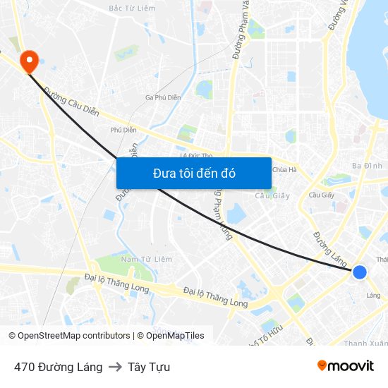 470 Đường Láng to Tây Tựu map